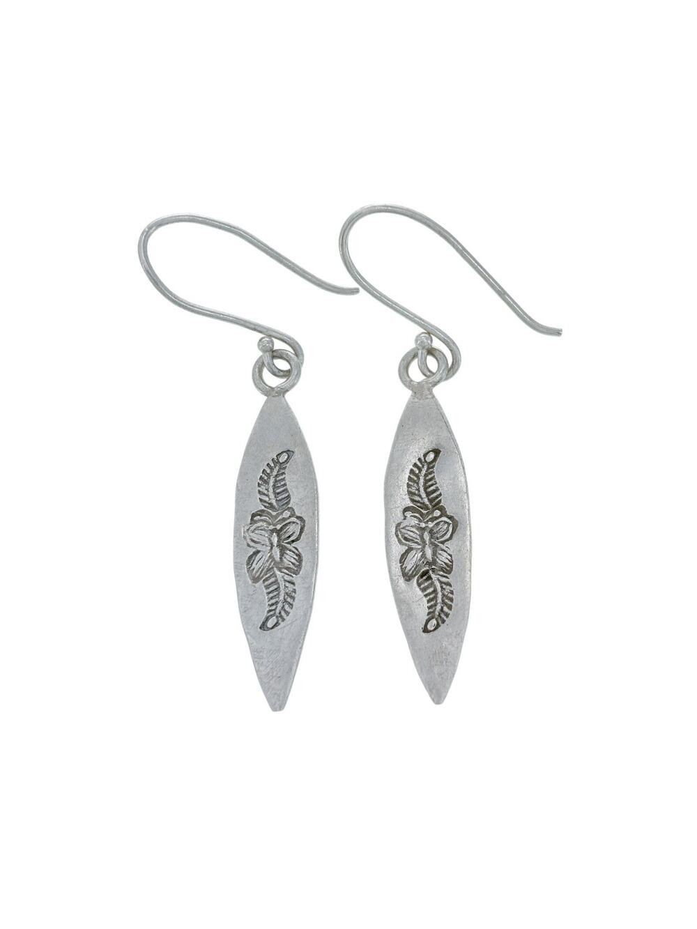 Vintage Sterling Silver 925 Floral Engraved Dangle Earrings